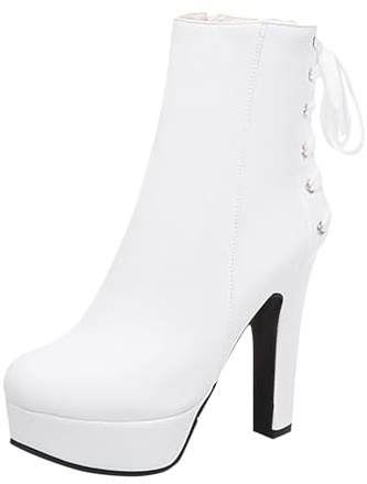 Ankle Boots Women's Boots Spicy Girl PU Party Fashion Ankle High Boots High Heels Overknee Pleated Short Cowboy Women, White, 5.5 UK