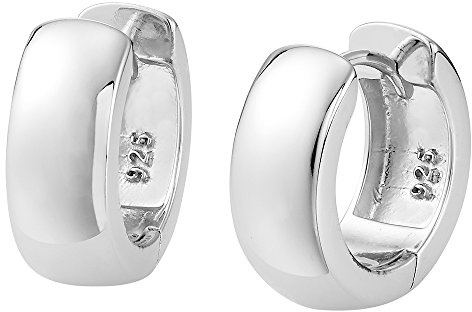 VINANI Klapp-Creolen aus 925 Sterling Silber I Nickelfreie rhodinierte Ohrringe für Damen I Glänzende Oberfläche mit Anlaufschutz I Allergikerfreundlich I Handarbeit in Juweliersqualität I 2CKA
