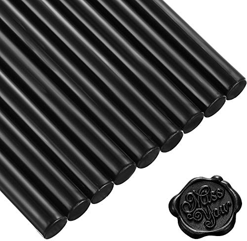 15 Stück Klebepistole Siegellack Sticks für Retro Vintage Siegelwachs Stempel und Brief, Ideal für Hochzeit Einladungen, Karten Umschläge, Geschenk Verpackung (Schwarz)