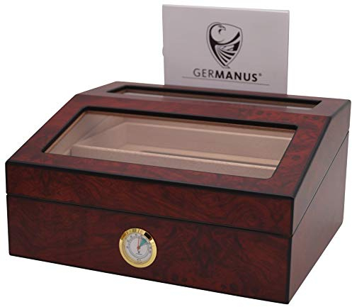 GERMANUS Humidor per Sigari Heinrich, mod. 224, con igrometro e Cristallo Umidificatore