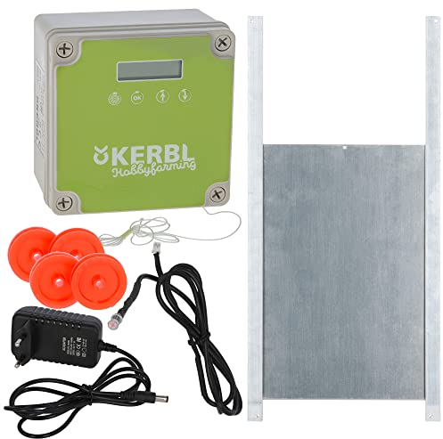 Kerbl 70545 Automatische Hühnertür Set inklusive Schiebetüre, Hühnerklappe Geflügelklappe Geflügelstallklappe Tür 430 x 400mm