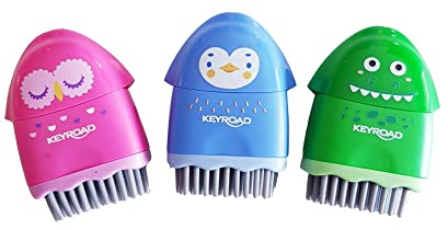 KeyRoad Ergonomischer Anspitzer Einzeln ROCKY-DOCKY 3-in-1 mit Radiergummi und Pinsel/ 1 Stück/Kunststoff/Klingen aus Stahl/von Bleistiften und Buntstiften/KR972031