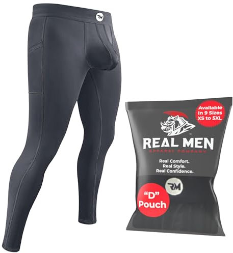 RM Real Men Herren Real Men Thermo Kompressionshose, D Pouch 1 Pack-Grau, 34-37