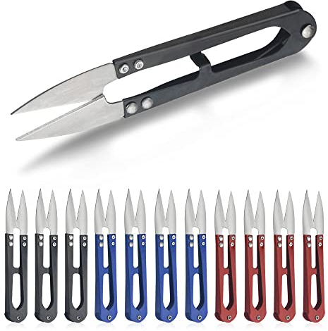 WMYCONGCONG 12 Stück Fadenschere, Fadenschneider aus Kohlenstoffstahl, Garnschere zum Nähen, Quilten, Stricken, Heimwerken, Schmuckherstellung, Beschneiden, ZUFÄLLIGE FARBE