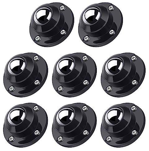 PlusRoc 8 Pack Self Adhesive Caster Wheels 1 Inch for Appliance Sliders Rollers, Load Capacity 28LBS Per Wheel, Low Profile Swivel Wheels for Furniture Storage Bins, Black