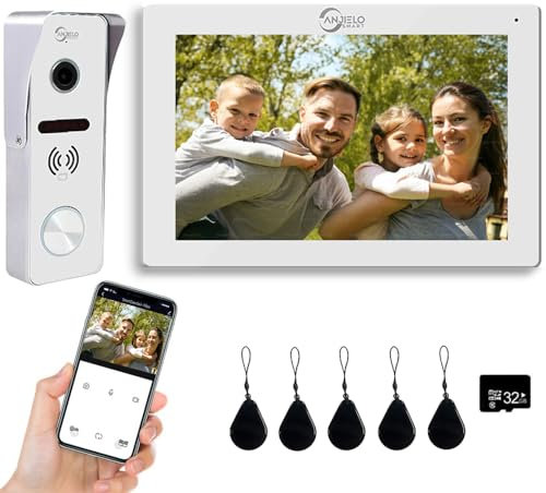 TUYA WiFi Video Doorbell Intercom 7 inch Touch Monitor System Wireless 1080P Video Entry Doorphone Door Camera with Access Card Unlock Function, White