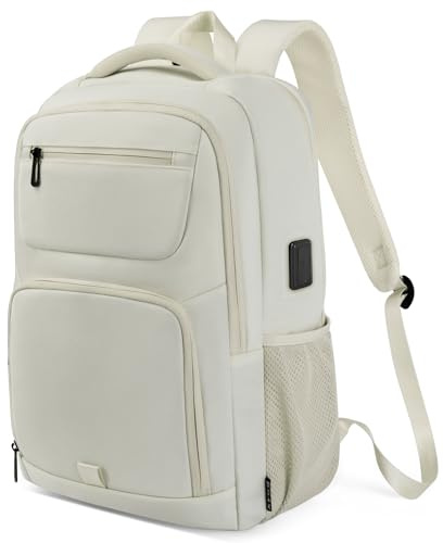 BJIAX 35 Litri Impermeabile 15.6 Pollici Zaino Uomo per PC Portatile con Caricatore USB Zaino da lavoro per Laptop, Computer, Notebook, Viaggio Regalo Uomo - Beige