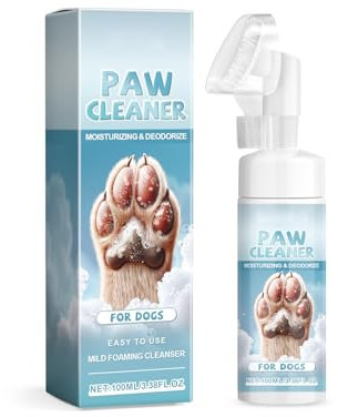 Haustier Pfotenreiniger, Sanfter Haustier-Fußreinigungsschaum, Wasserloses Hundeshampoo ohne Spülung, Haustier-Shampoo mit Silikonbürste für Hunde und Katzen Füße Reinigung, 15