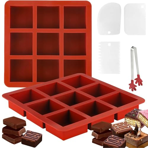 FYSL 2 Pezzi Molde Chocolate in Silicone Profondo, Molde Chocolate Dubai, Molde Turron e Cioccolato, Molde Silicona para Chocolate, Moldes para Turrones, Praline e Caramelle (9 Cavità)
