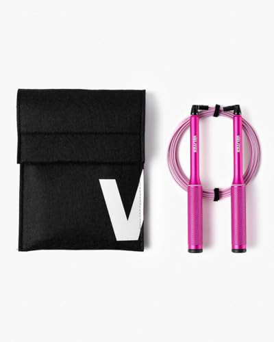 Velites - Comba Fire 2.0 Oficial de CrossFit® Games - Color Pink - Bolsa de Transporte Incluida - Cuerda para Saltos Simples y Dobles