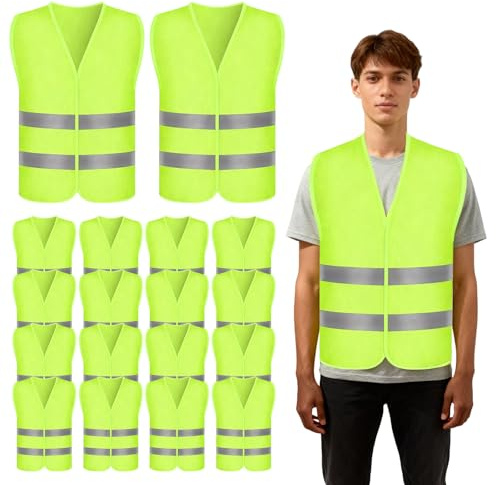 12 chalecos reflectantes para coche, chaleco de seguridad para coche, chaleco reflectante, chaleco reflectante 360°, chaleco reflectante redondo, lavable para conductores nocturnos, trabajadores de la