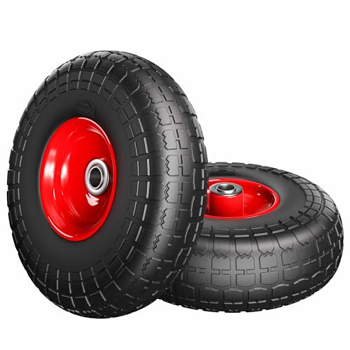 GARDEBRUK® Set di 2 Ruote per Carrello PU Gomma Piena Anti-foratura Capacità Carico 200 kg Cerchio in Acciaio Asse 20 mm Ruote Ricambio