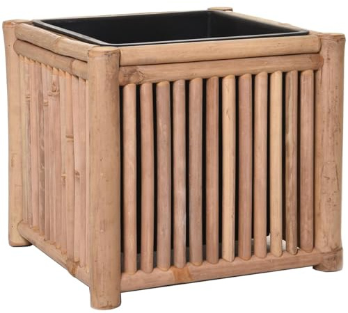VIVANNO Pflanzkübel Bambus Natur 36x36x32 cm – eleganter Blumenkübel für Innenbereich, nachhaltiger Holz Pflanztopf, dekorativer Übertopf, modernes Design