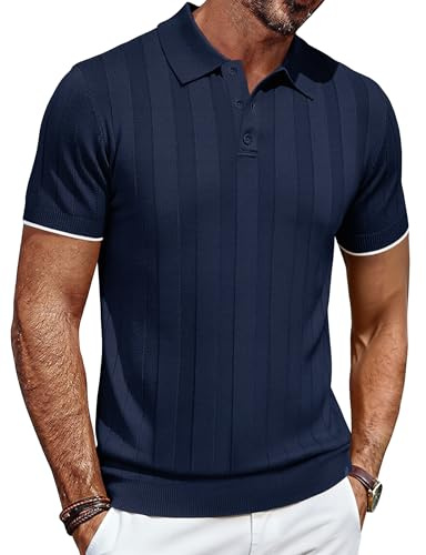 COOFANDY Polo Hombre Manga Corta de Punto Camisetas Verano Casuales Polo de Golf Regular Fit Tshirt Basicas