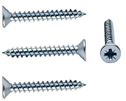 Merriway BH05894 (200 Pcs) Countersunk Twinthread Multi-Purpose Cross Head Pozi Wood Screw, 7 x 1 inch Bright Zinc Plated - Pack of 200 Pieces