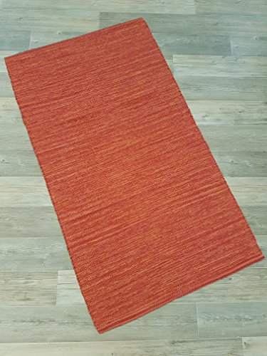 Kottig Fleckerlteppich Handweb Fleckerl Teppich Flickenteppich Mallorca 70x130 cm rot