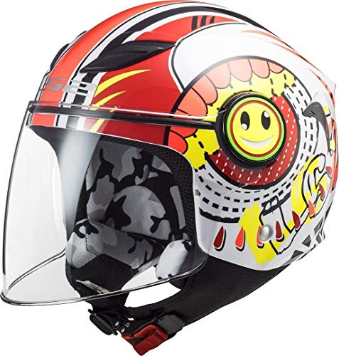 LS2, Casco Moto per Bambini FUNNY SLUCH Gloss Red White, M