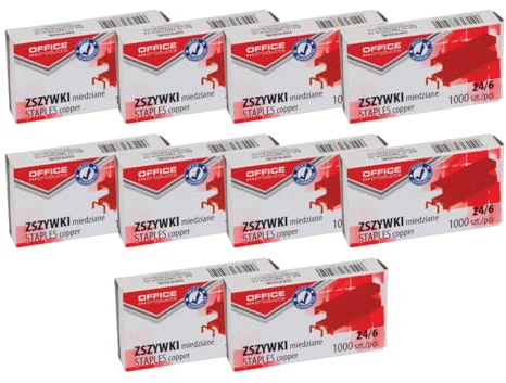 Office Products 18072419-16 Agrafes 24/6 universelles en cuivre pour la plupart des agrafeuses / 10 000 pièces (10 x 1000 pièces) - Agrafes manuelles standard