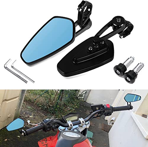 Heart Horse Motorcycle Blue Rearview Mirror, Universal 7/8 Rod Tail Mirror Motorcycle Rearview Mirror, HD, Explosion Proof, Convex Lens Wing Folding End Side Mirror