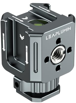 Leaplumin Triple Cold Shoe Mounts Adapter, 3/8''-Schraubenloch auf 1/4''-Schraubenloch, Aluminiumlegierung Hot Shoe Extension Bracke für DSLR-Kamera Blitzlicht, Monitor, Mikrofon-Grau