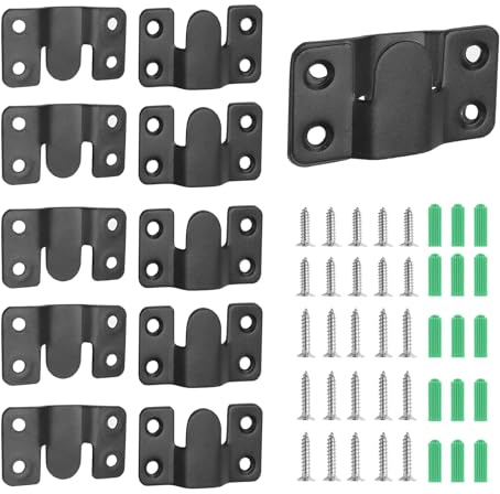 Waziaqoc 6 Pairs Flush Mount Bracket, 54 x 31mm Interlocking Photo Frame Hook Heavy Duty Picture Hangers, Black Furniture Connector, Sectional Couch Connectors, Headboard Wall Mount Hardware