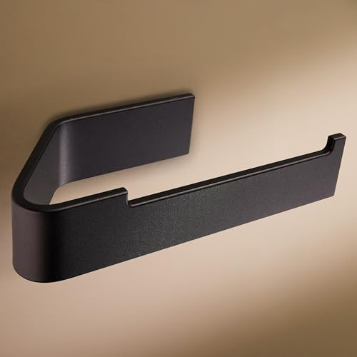 Design Hambourg Porte Papier Toilette sans Percer I Support Papier Toilette Salle de Bain Mural Auto Adhésif I Porte-Rouleau Papier WC I Design Moderne Noir Mat