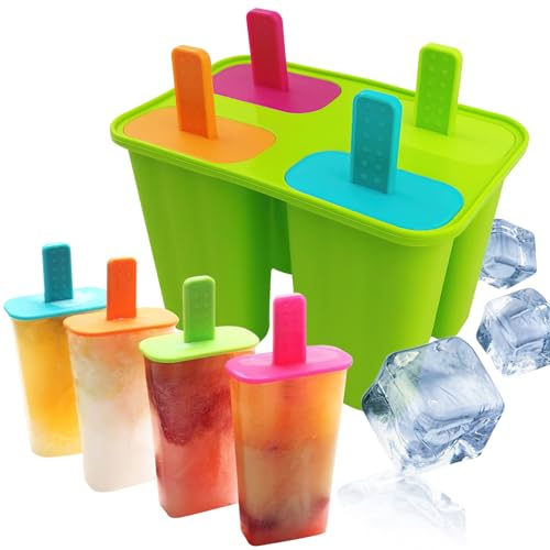 badaren Stampi per Ghiaccioli da 6 Confezioni, Stampi per Gelato Colorato, Stampo per Ghiaccioli, Senza Bpa, Riutilizzabile, Adatto a Bambini e Adulti Ghiaccioli per Gelato Fai-Da-Te (verde)