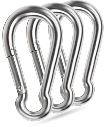 Large Spring Snap Hooks, 304 Stainless Steel Carabiner Clip Heavy Duty Rope Connector Link Buckle 1/2 3/8 Clip for Gym Equipment Hammock Swing
