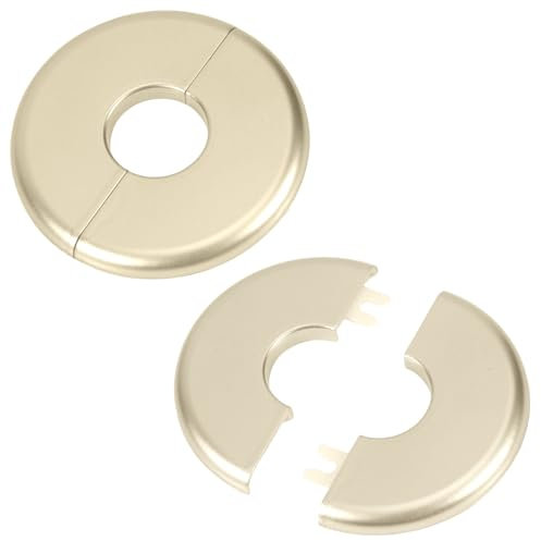 2pz Flangia Divisa a Parete, ABS Autoadesiva Piastra Scudetto per Tubi Dell'Acqua da 29mm di Diametro Rotonda Design a Fibbia Piastre Copertura Idrauliche per Rubinetto Cucina WC (Oro)