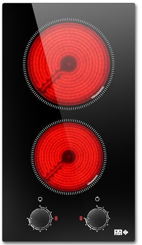 Placa Vitrocerámica 2 Fuegos Empotrable 30 cm 3000 W,Control con Botón, 9 Niveles de Potencia, Recordatorio de Calor Residual,220-240V