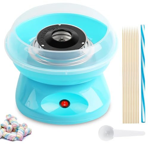 Maquina de Algodon de Azucar, Maquina Algodon Azucar 450w, Retro Cotton Candy Machine, Portátil para Fiestas y Cumpleaños, Incluye Cuchara Medidora y 10 Palitos de Madera, Fácil de Usar y Limpiar