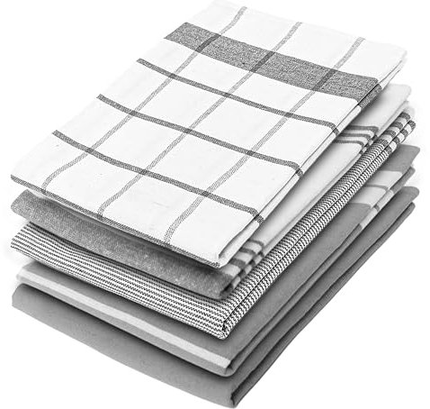 Cotton Notch Paquete de 5 paños de cocina de algodón de alta calidad, ecológicos, ultra absorbentes, sin pelusas, paños de cocina de secado rápido, paños de cocina, 50 x 70 cm, duraderos para uso