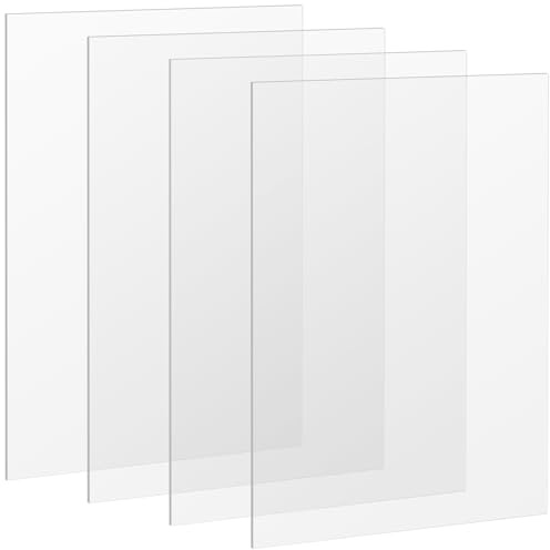 SYUTBOU Lot de 4 plaques en verre acrylique transparent de 3 mm, 29,7 x 42 x 0,3 cm, pour cadres photo et travaux manuels
