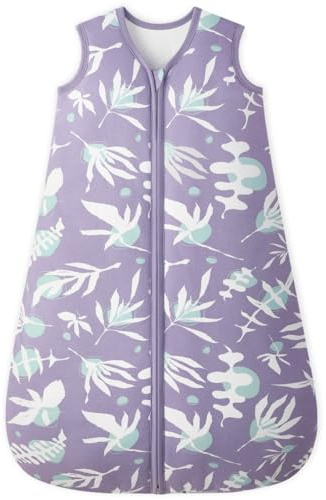Unnivoll Saco de Dormir para bebé, 2,5 TOG, 0-6 Meses, 100% algodón, Saco de Dormir Acolchado con Cremallera de 2 vías, Saco de Dormir Acolchado para bebé Newbron, cálido y Suave, Hoja Morada