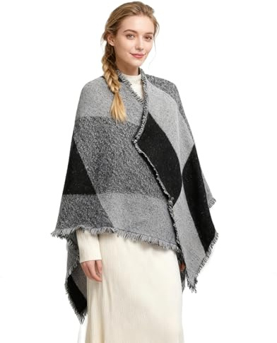 Miss Lulu Écharpe Femme Châles et Foulards Carrelés XXL pour Femmes, Chauds Cadeaux Doux d'Hiver pour Maman, Écharpe Couverture Acrylique Vintage (200cm x 67cm)