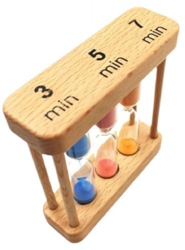 Clessidre con timer da 3 + 5 + 7 minuti, in legno, con sabbia da 5 minuti, decorazione creativa con sabbia, piccoli ornamenti per uova bollenti, tempo di gioco, aula, studio, casa, ufficio