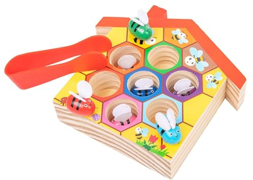 mophrati Beehive Game With Wooden Bees Toys tional Puzzle Game For Kids Fun Developing Coordination And Color Skills Color Cognitive Leaning tional Toys