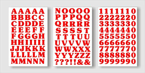 Sunnysticker 15 mm bokstäver och siffror * Självhäftande * Dra av & klistra * Skyltar* Hantverk * (röd)