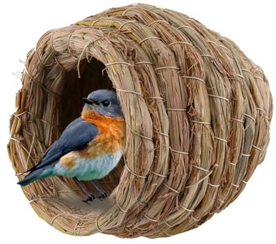 Nid D'oiseau en Paille, Cage D'oiseau Tissée À La Main Nid D'Éclosion Élevage Grotte Nids Oiseaux pour Cage Nids De Paille Tissé pour Myna Grive Oiseau Perruche Pivoine Perroquet Diamètre 8cm/3in