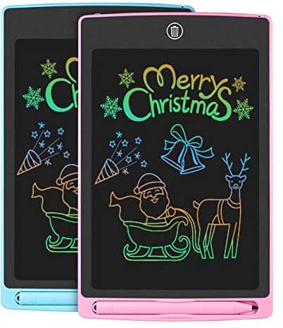 2 Pack Zaubertafel 8,5 Zoll, LCD Schreibtafel Spielzeug ab 3 4 5 6 + Jahre, Bunter Bildschirm Lernspielzeug für Kinder Weihnachten Geburtstag Geschenke (Blau+Rosa)