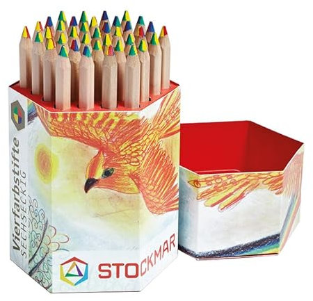 Stockmar - Vierfarbstifte sechseckig 37 Stück im Köcher