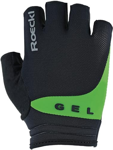 Roeckl Sports ITAMOS 2 - Guante de Ciclismo de Alto Rendimiento, Color Negro y Verde clásico 6.5