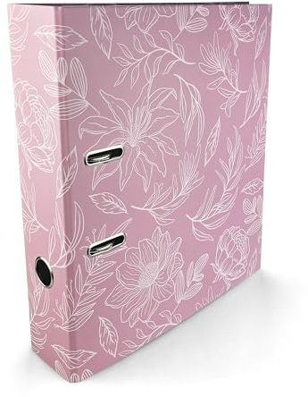 Netuno Design 1x Ringordner DIN A4 70 mm breit mit 2 Ringen Blumen-Design für Schule Büro Zuhause Dokumente Schulhefte Zeichnungen Schulordner a4 Ordner Karton Kunststoff Büroordner Akten-Ordner