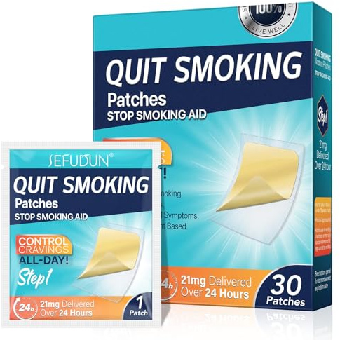 BAYON Parches para dejar de fumar 21 mg Paso 1 reduccion gradual del tratamiento antitabaco – Elimina dependencia y controla ansiedad – 30 parches naturales 24h