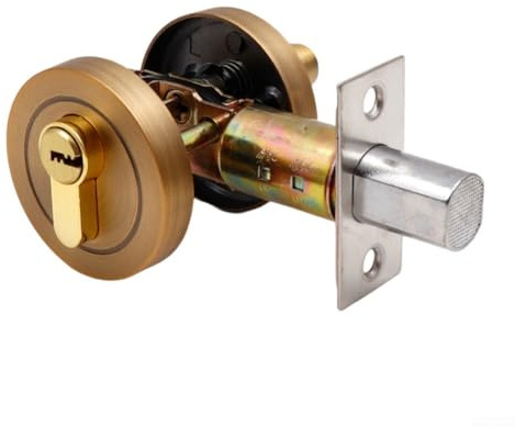 Yhenlovtt Concealed Door Lock for Indoor Use, Zinc Alloy Keyed Entry Lock with Rotary Button, Anti-Theft Solid Bolt for Home Hotel Office Doors, Ye(BRONZE)