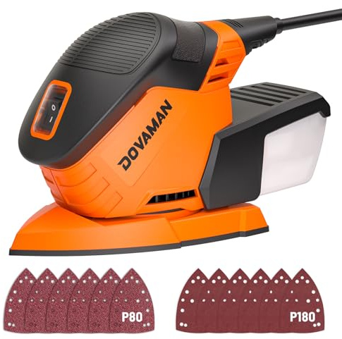 DOVAMAN L5 APEX Levigatrici di Precisione 130 W, 12,000 RPM Levigatrice Elettrica con Raccolta Polvere Efficiente, 12 Fogli Abrasivi, Ideale per Legno, Metallo e Mobili
