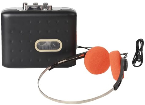 Ticfox Bärbar kassettbandspelare USB C Kassett till MP3-omvandlare med hörlursuttag inbyggd mikrofon Omvänd inspelning till bandsvart