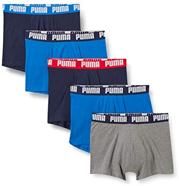 Puma Herren Boxer Unterwäsche, Blau/Grau, L (5er Pack)