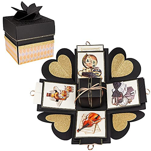 Ideen mit Herz Überraschungsbox | schwarz | 12,5 cm x 12,5 cm x 12,5 cm | Aus stabilem Karton | 24-teilig