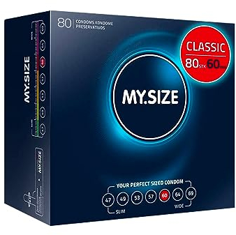 MY.SIZE Classic Kondome Größe 5 I 60 mm Breite I 80 Stück Megapackung I extra dünn I gefühlsecht hauchzart I dünne 0,07 mm Wandstärke I vegan I für Men